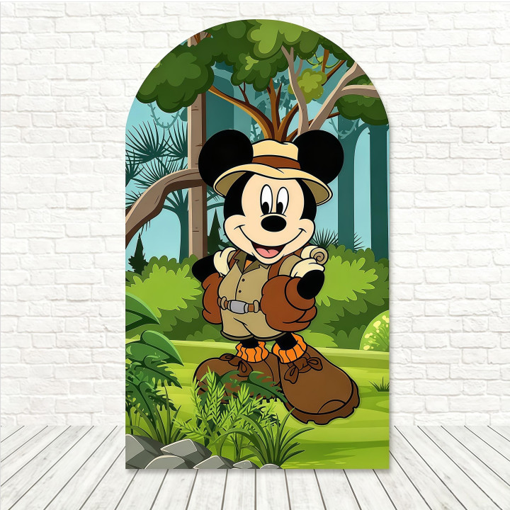 Forest Mickey Mouse Arch Backdrop Cover Birthday Party Background Photo Decor