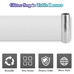 4 Packs Glitter Disco Party Table Runner 12 x 108 Inches Mirror 4pcs Silver