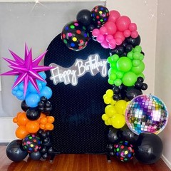 Neon Balloons, 80s 90s Disco Hot Pink Yellow Neon Dot Blue Green Orange