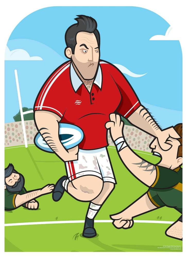 Rugby World Tournament Child Size Stand-In Cardboard Cutout Scrum for photo fun