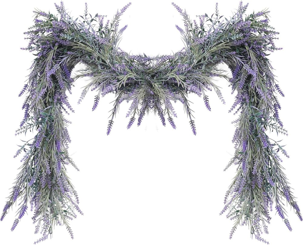Spring Summer Lavender Purple Garland, 6Ft Lavender Artificial Green Garland,
