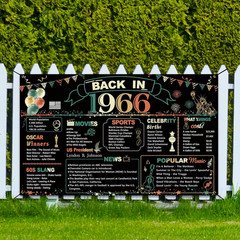 60Th Birthday Party Decorations, Colorful Back in 1966 Banner 60 Year Old Birthd