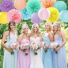 Pastel Rainbow Colorful Party-Decorations Flowers Lanterns – 15PCS Classroom …