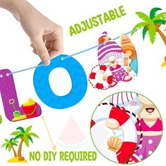 Hello Summer Decoration Gnome Slippers Beach Ball Watermelon Garland Banner 3Pcs