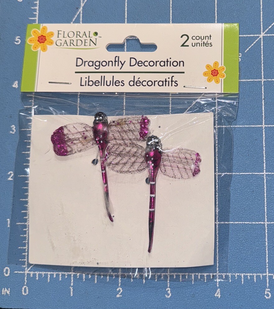 Floral Garden Dragonfly Decorations – 2 Count Pack Hot Pink Fuchsia