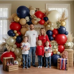 Red Blue Balloon Garland, Double Navy Blue Red White Sand Pearl Balloon Arch …