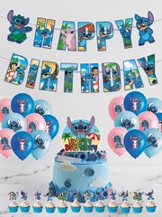 NEW Cartoon Lilo & Stitch Theme Birthday Party Decorate Supplies Set TL