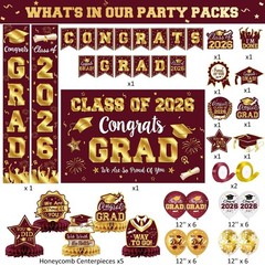 2026 Graduation Decorations – Maroon and Gold Graduation Decorations Set Cong…