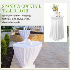 Tegeme 3-Pack 32×43″ Round Spandex Cocktail Tablecloths w/ Skirt