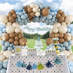 146Pcs Dusty Blue and Brown Balloon Arch Kit, Bear Baby Shower Decorations wi…