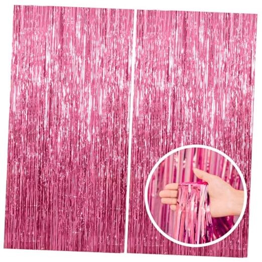 2 Pack Backdrop Party Decorations Tinsel 39.4″w X 78.7″l (Pack of 2) Pink