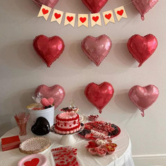 Rustic Heart Banner Garland – Natural Wood with Red Hearts, Paper, Valentine’S D