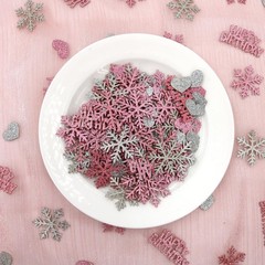 Blopee Pink Silver Snowflake Happy Birthday Confetti for Table – 200PC Glitte…