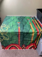 Green Tropical Leaf Fabric Backdrop Party Decoration with Multicolor Trim 70×100