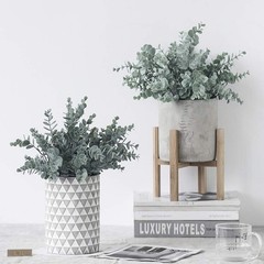 3 Pack of Artificial Eucalyptus Stem Shrub Faux Leaves Spray Grey