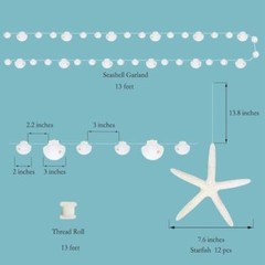 Flat Paper White Finger Starfish Seashell Garlands Ocean Nautical Party Decor…