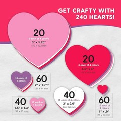 Heart Paper Cutouts 240 Pieces Double-Sided Craft Cardstock for Valentines