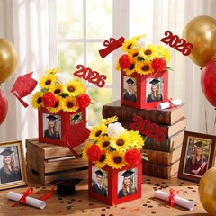 24 Pcs Class of 2026 Graduation Table Centerpieces Decor 6/7 Inch Graduation …