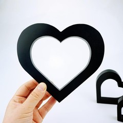 3 PCS Black Heart Centerpiece Wooden Shape Sign Gothic Wedding Table Decor