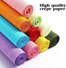 65pcs Crepe Paper Flower DIY Kits, 14 Rolls Rainbow Colors Crepe Paper Rolls 8ft
