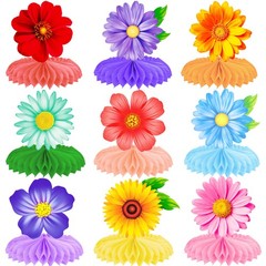 10 PCS Summer Flower Honeycomb Centerpieces Multicolor Sunflower Daisy Decor