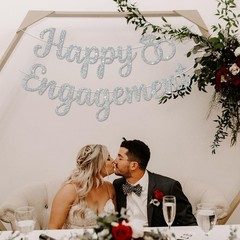 BEISHIDA Glitter Happy Engagement Banner-No DIY, Engagement Party Decorations…