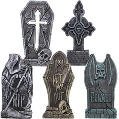 JOYIN 17” Halloween Foam RIP Graveyard Tombstones (5 Pack), Headstone