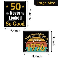 Turypaty 50th Birthday Decorations for Men 11.4 x 9.4 inches, Black Gold