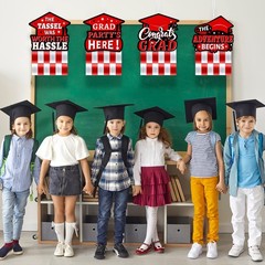 4 Sets Red Black and White Graduation Party Decorations 2024, Congrats Grad Clas