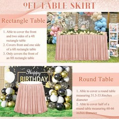 Sequin Table Skirt for Rectangle Table, 9FT x 30In Dusty Rose, Glamorous Spar…