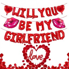 16 Inches Red WILL YOU BE MY GIRLFRIEND Confession Letter Balloons with red b…