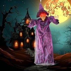 Life Size Hanging Talking Witch – Animated Halloween Witch with Sound Activation