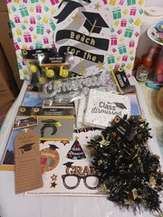 Graduation cap decorations, sign, napkins, garland, wishes, window cling. favors