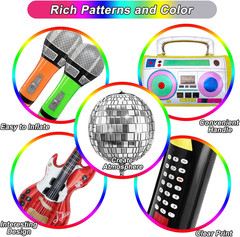 80s 90s Theme Party Decorations, 90Pcs Balloon Garland Kit 6PCS Disco Ball Radio