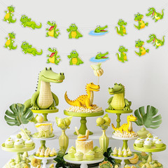 Alligator Garland 3Pcs Crocodile Party Decorations Reptile Themed Garland Banner