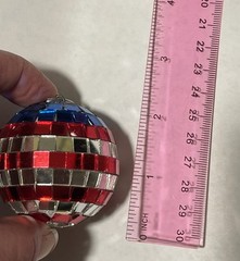 Red White Blue USA American Flag Disco Ball Ornament Veteran Memorial Army Navy