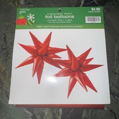 2 Pcs 12 Point Red Star Balloons Starburst Cone Mylar Foil Balloons 18 In