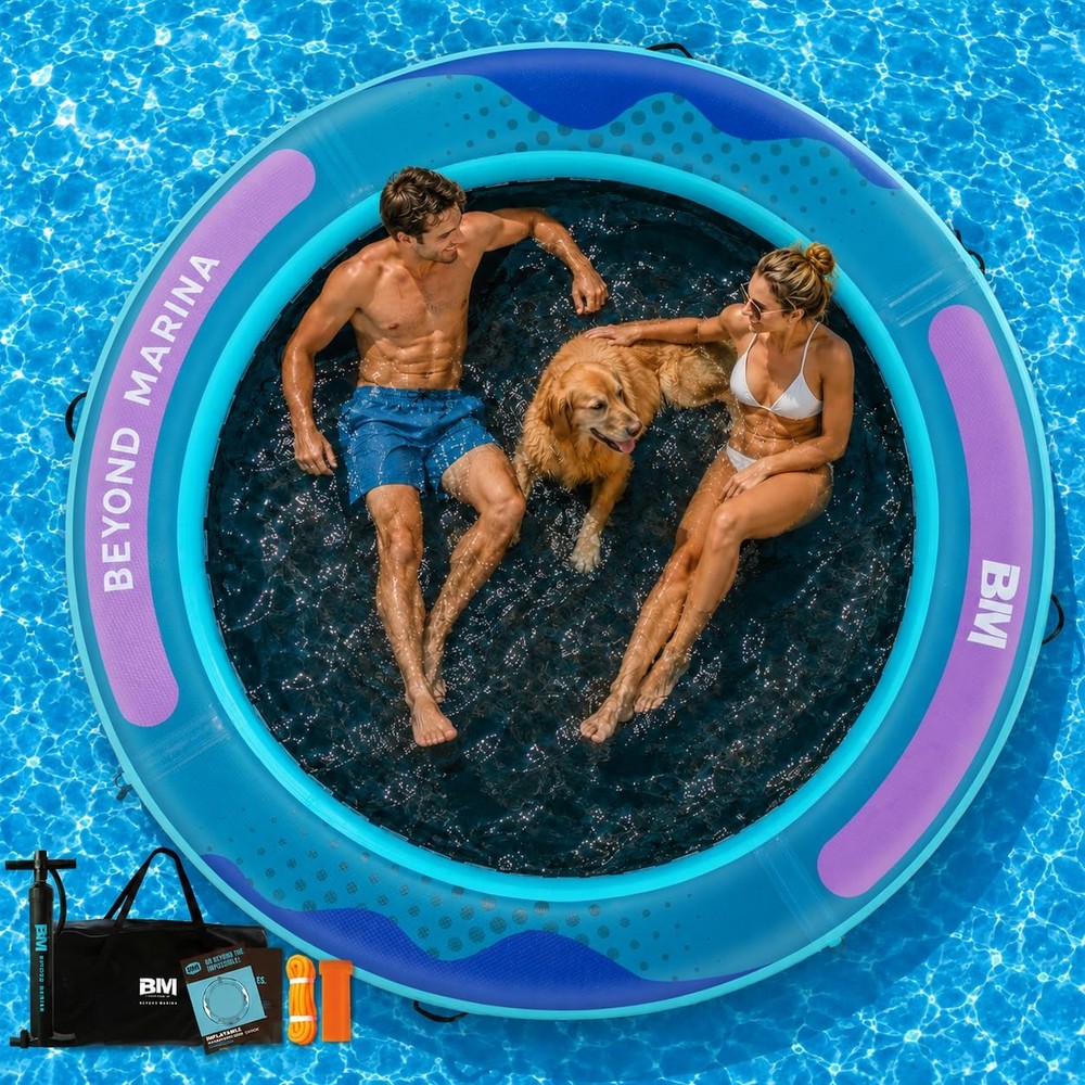 BEYOND MARINA Inflatable Water Hammock Floating Air Dock River Float with Mes…