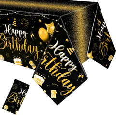 Tudomro 3 Pcs Happy Birthday Tablecloths Happy Birthday Party Decorations Plasti