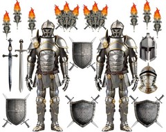30 Medieval Party Decorations – 6ft Armor Knight Cutouts, Torch Props & Shields