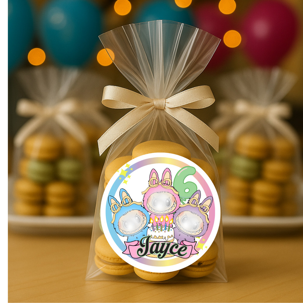Cute Monster Personalized favor 3″ stickers – Set of 12 stickers Birthday Party
