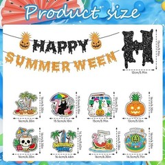 Happy Summer Ween Party Decorations, 10PCS Summer Halloween Glitter Banners