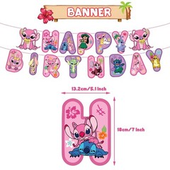 Lilo & Stitch Birthday Party Supplies Happy Birthday Banner Balloon Cake Toppers