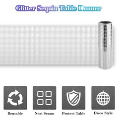 4 Packs Glitter Disco Party Table Runner 12 x 108 Inches Mirror Silver Foil D…