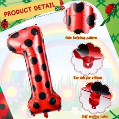 40 Inch Ladybug Large Number 1 Balloon 40 Inch Decorations Supplies Black Red…