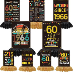 60Th Birthday Decorations for Men Women – 9PCS Black Gold Back in 1966 Birthday