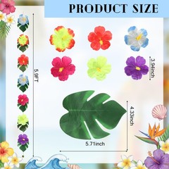Hawaiian Hibiscus Flower Garland 5.9 ft Tropical Artificial Palm Leaf and Hib…