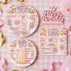 60Th Birthday Party Decorations – 96 Pcs Pink Rose Gold Happy 60 Years Old 1966