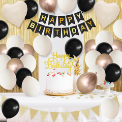 Black Gold Birthday Decorations,Party Decorations with Sand White Champagne Gold