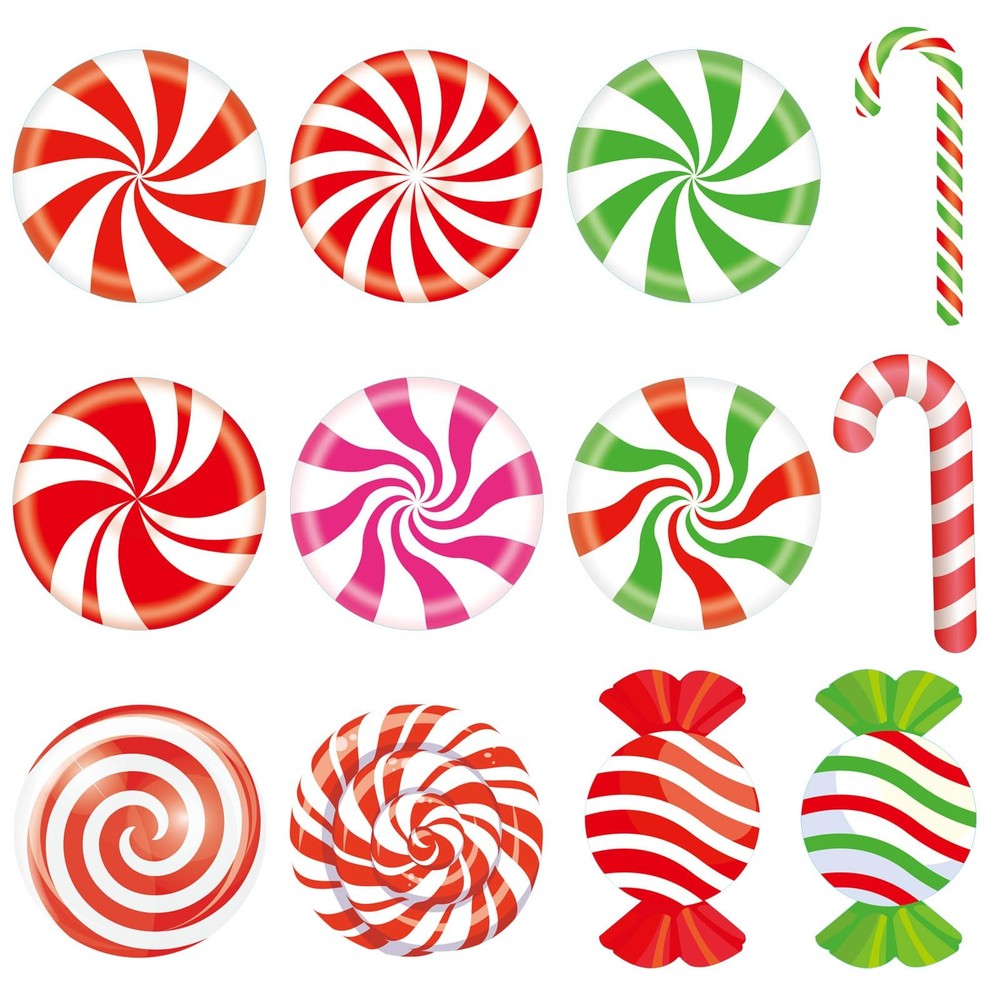 180 Pcs Christmas Candyland Cutouts Paper Candy Cutouts Peppermint Candy Cane…